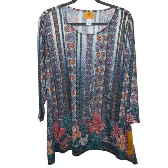 NWT Ruby Rd Boho 3/4 Sleeve Tunic Top size 1X - Picture 3 of 4
